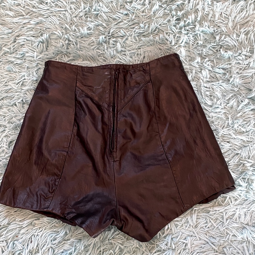 Black leather shorts
